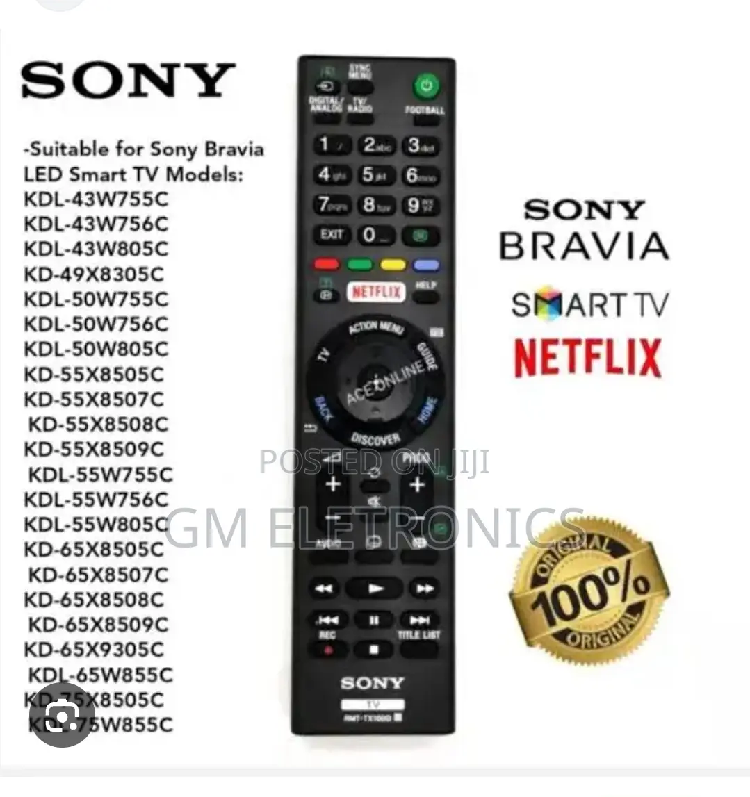 Nexflix Sony Remote for Sony LCD, LED Bravia Tv