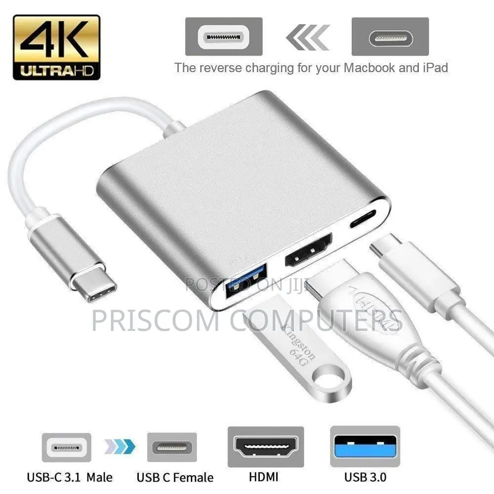 Type C USB C to HDMI Multiport Adapter 3 in 1 Type C Hub