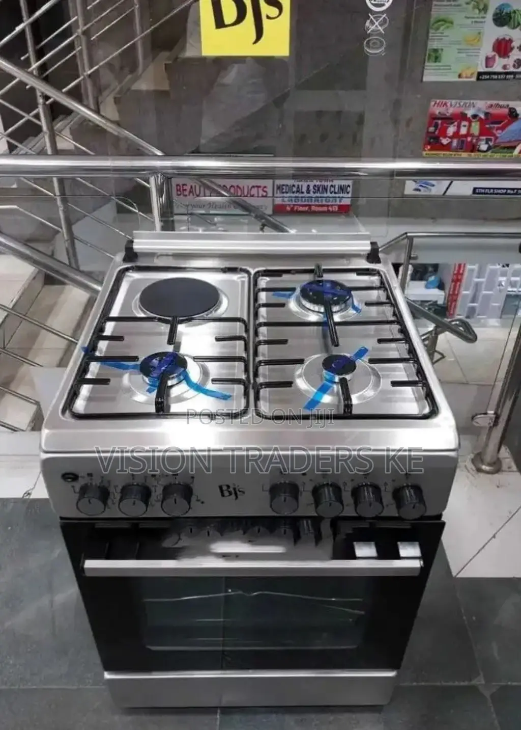 BJS Cooker 3G+1E 60*60cm Inox Standing Cooker With Turbo Fan