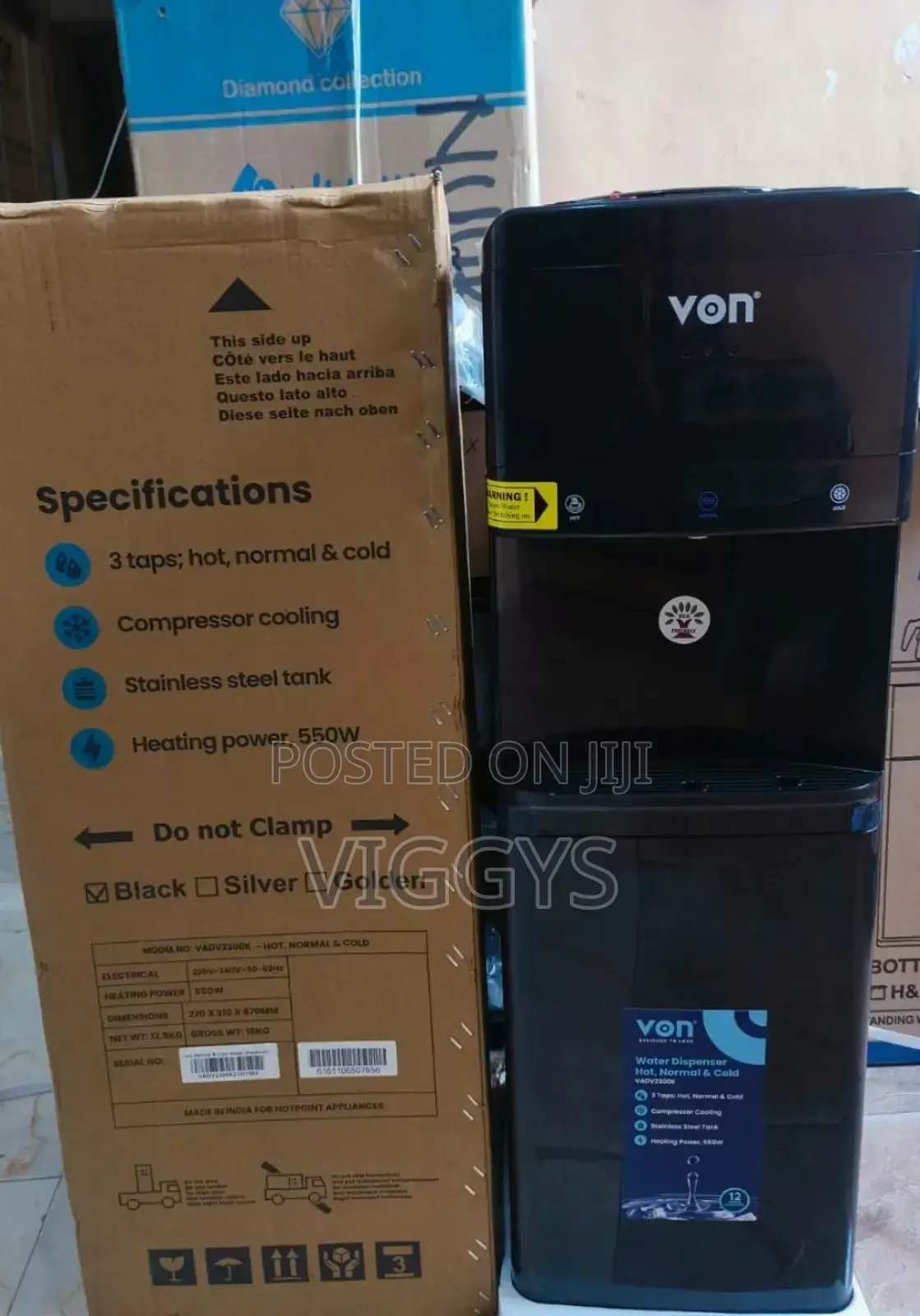 Good Quality Von 3 Taps Water Dispenser With Compressor
