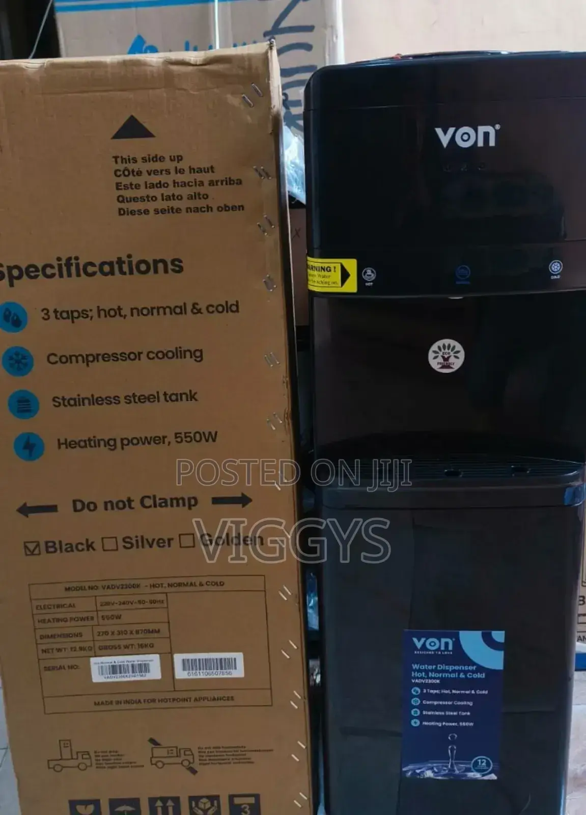 Original Von 3 Taps Water Dispenser With Compressor