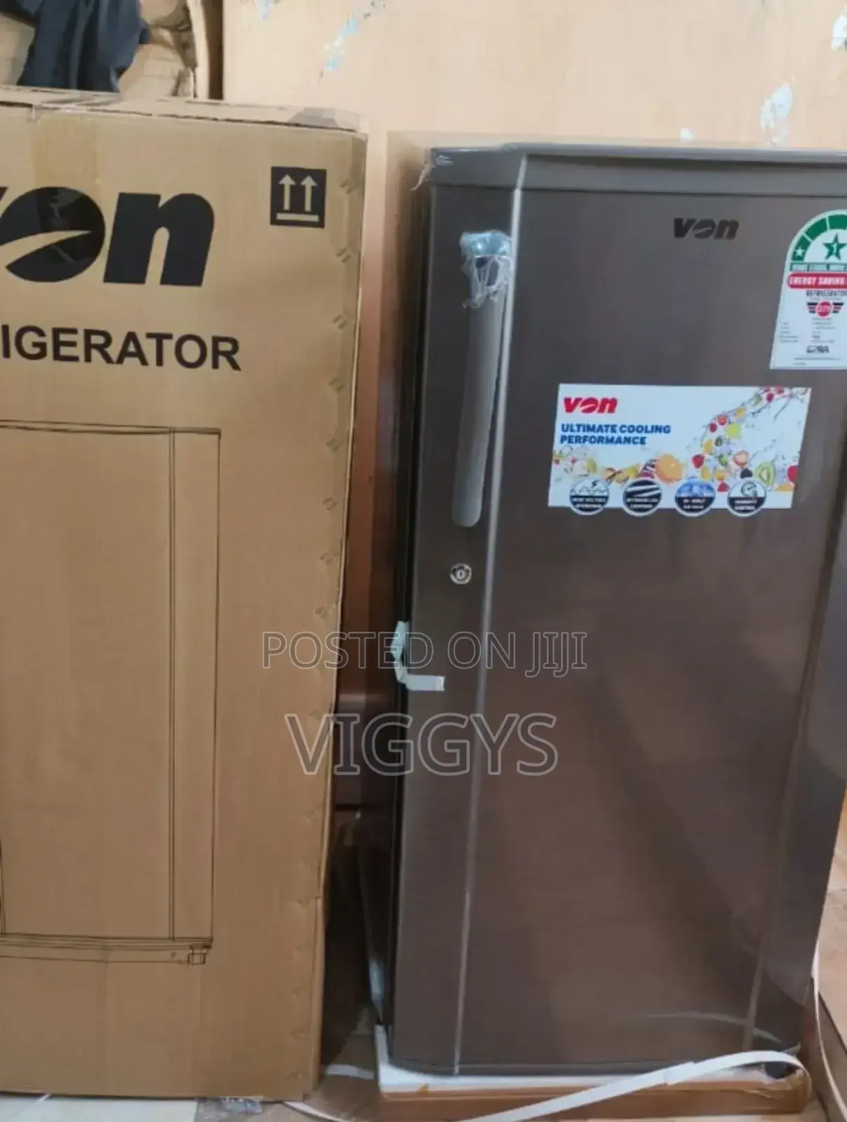 VON VARS-23DHS Single Door Fridge 185L - Silver