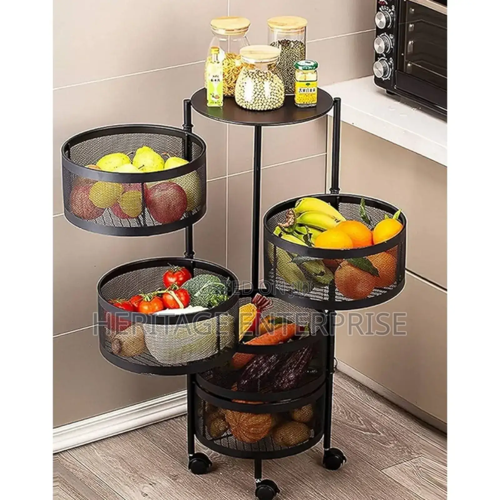 Round Fruit Rack, Rotatable Rack 5 Tier 