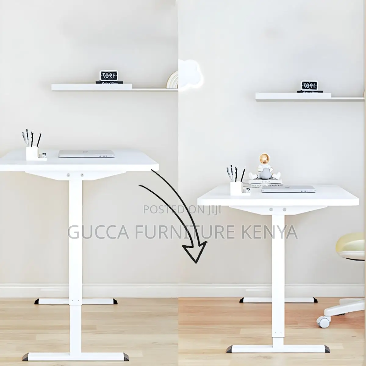 Adjustable Height Standing Desk With T-Shape Metal Frame