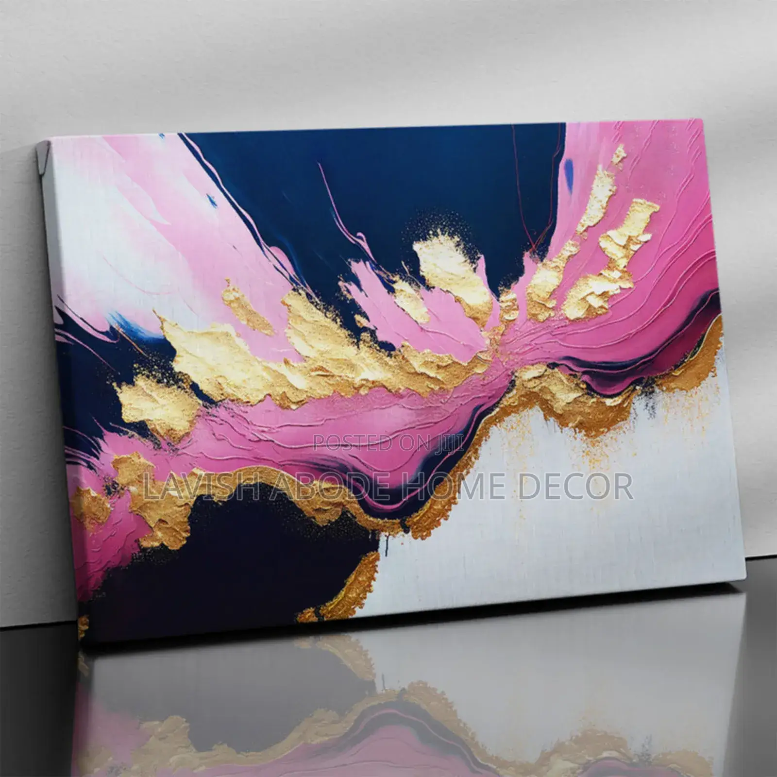A1 Wall Art Hanging White Pink Gold Marble