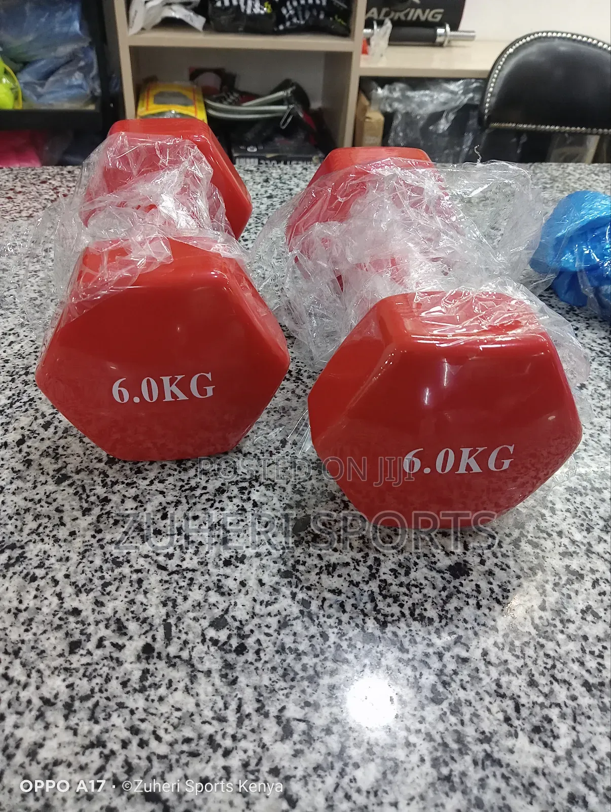 6kg Aerobic Dumbbells Vynil Coated Comfortable Grip