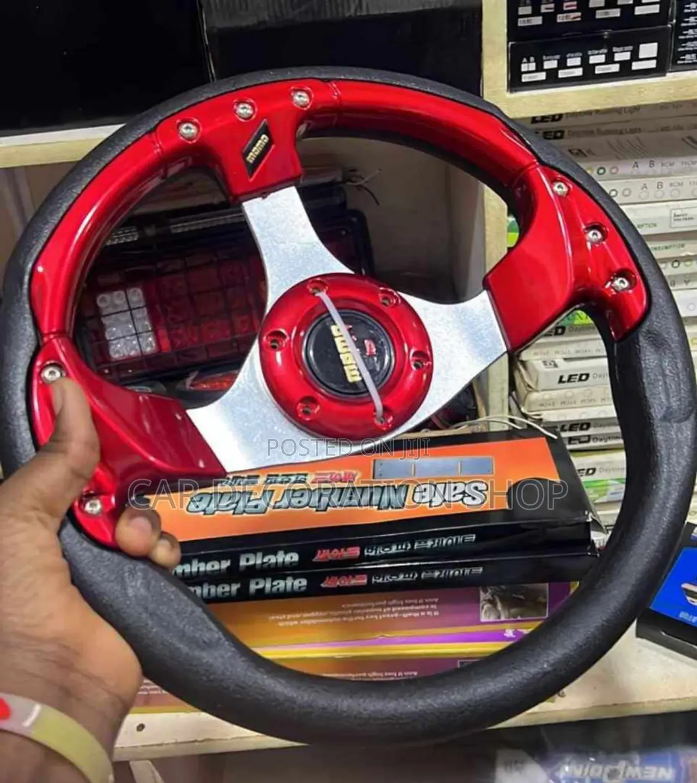 Universal Fit Red Black Momo Steering Wheel