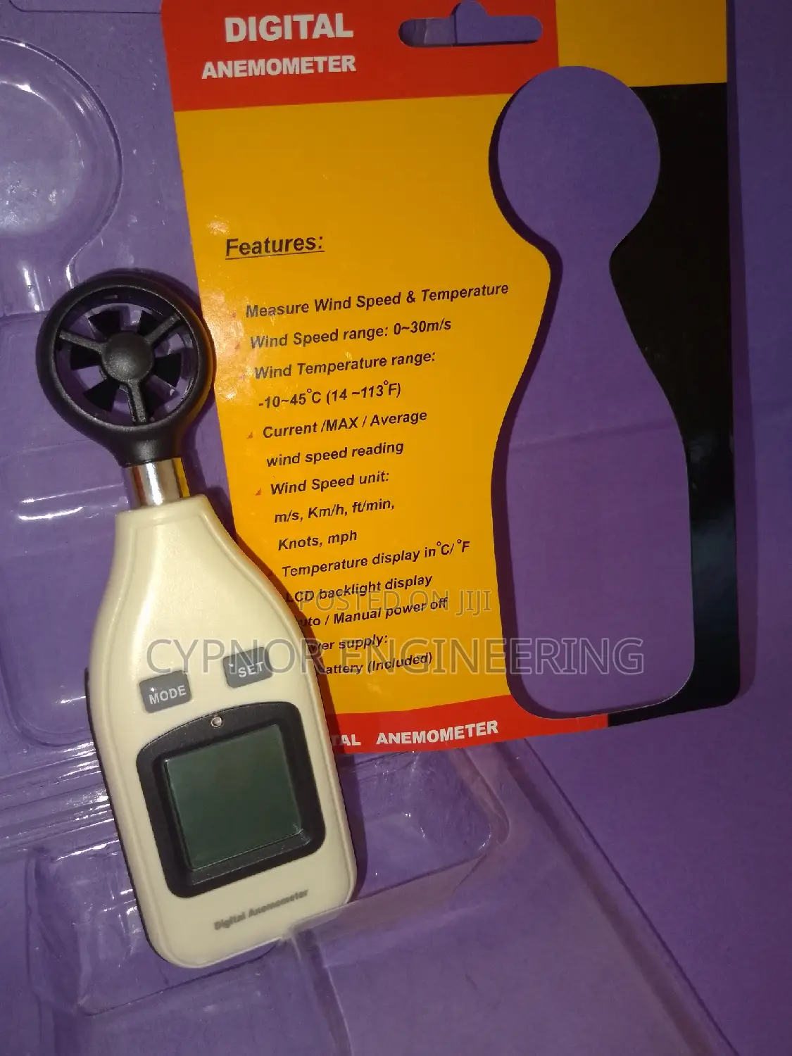 Pocket Sized Wind Sensor Digital Anemometer Device
