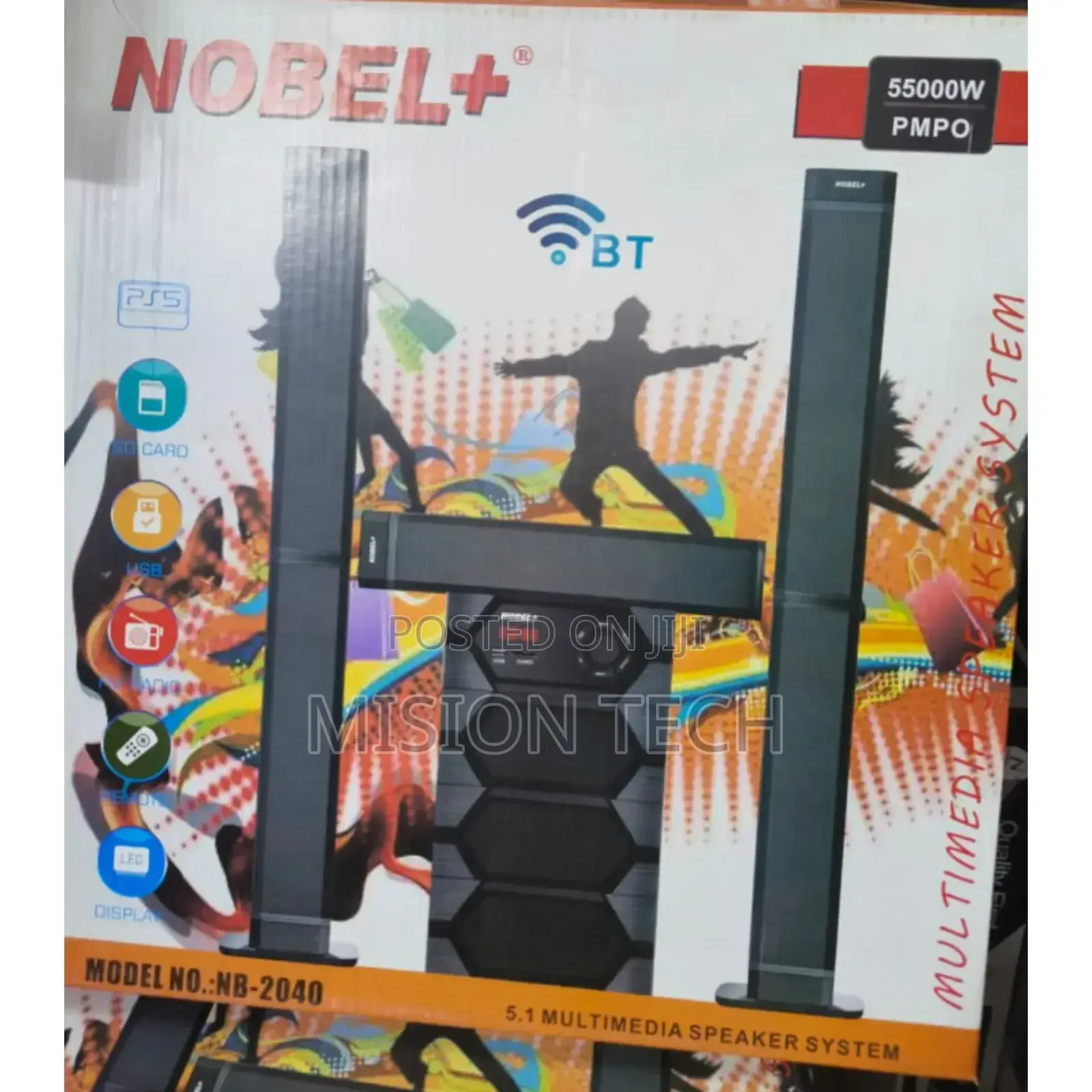 Nobel Tall Boy Speakers-Bt Hometheare-55000w Pmpo- Nb 2040