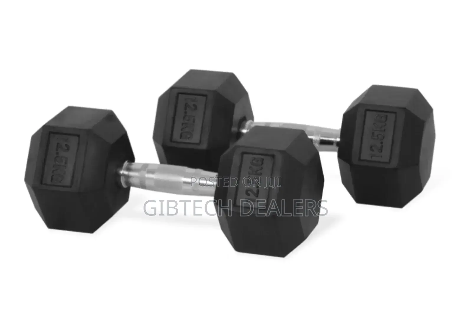 12.5kg Hexagon Rubber Dumbbells