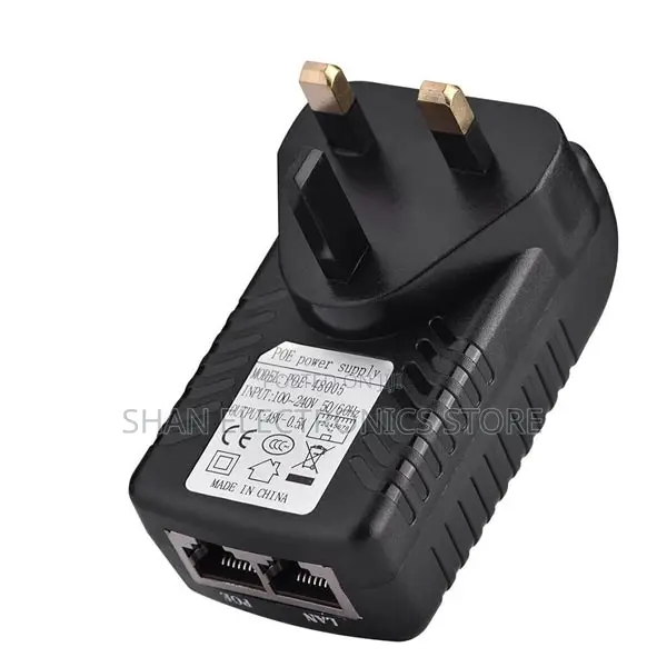 .Gigabit Poe Injector 100-240vac Input 24vdc 1a With Wall