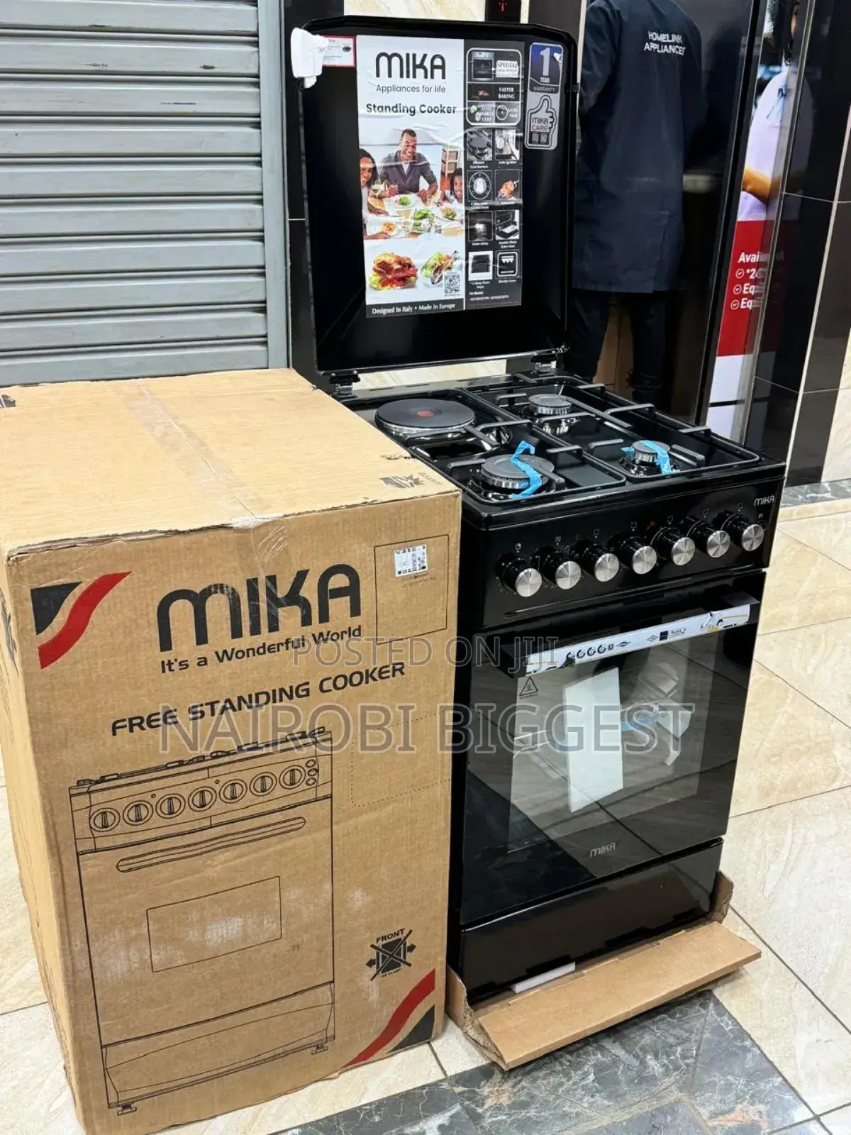 Mika 50 by 60 Black 3+1 Standing Electric Oven Cooker