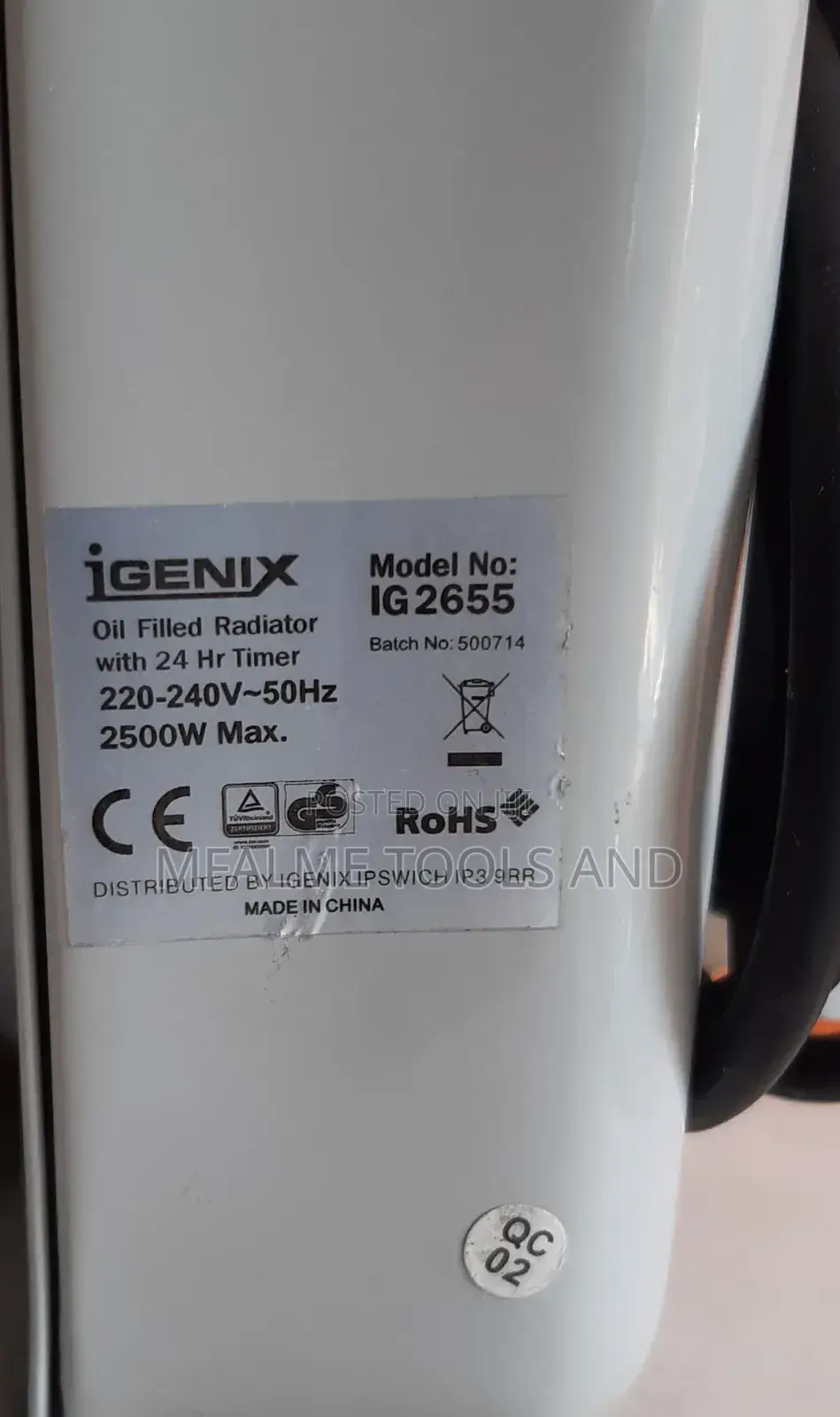 Heater - Oil Filled Portable Electric Floor Radiator - Ex-Uk