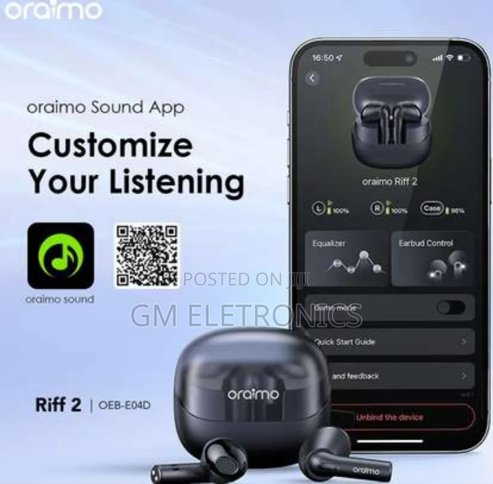 Oraimo Riff 2 ENC True Wireless Earbuds With APP Control.