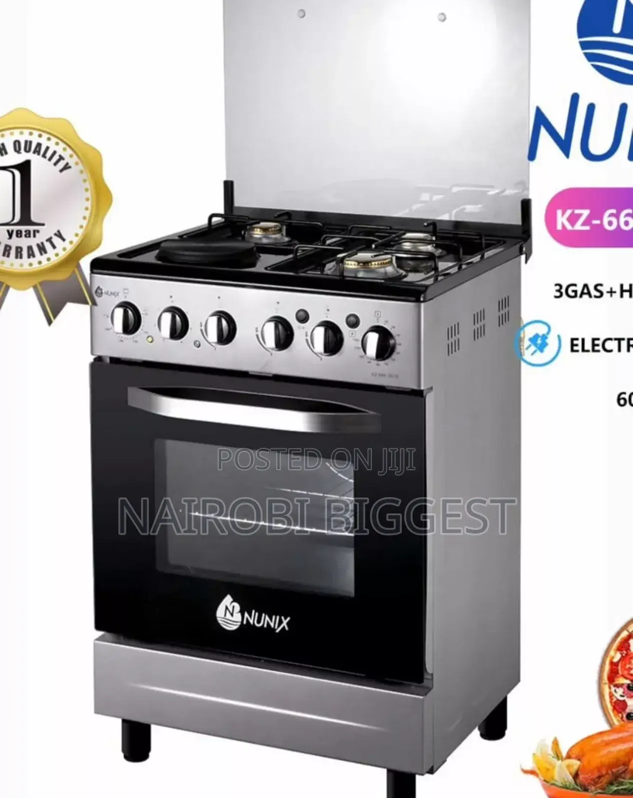 Nunix Cooker 3g+1e. Electric Oven Size 50×55cm