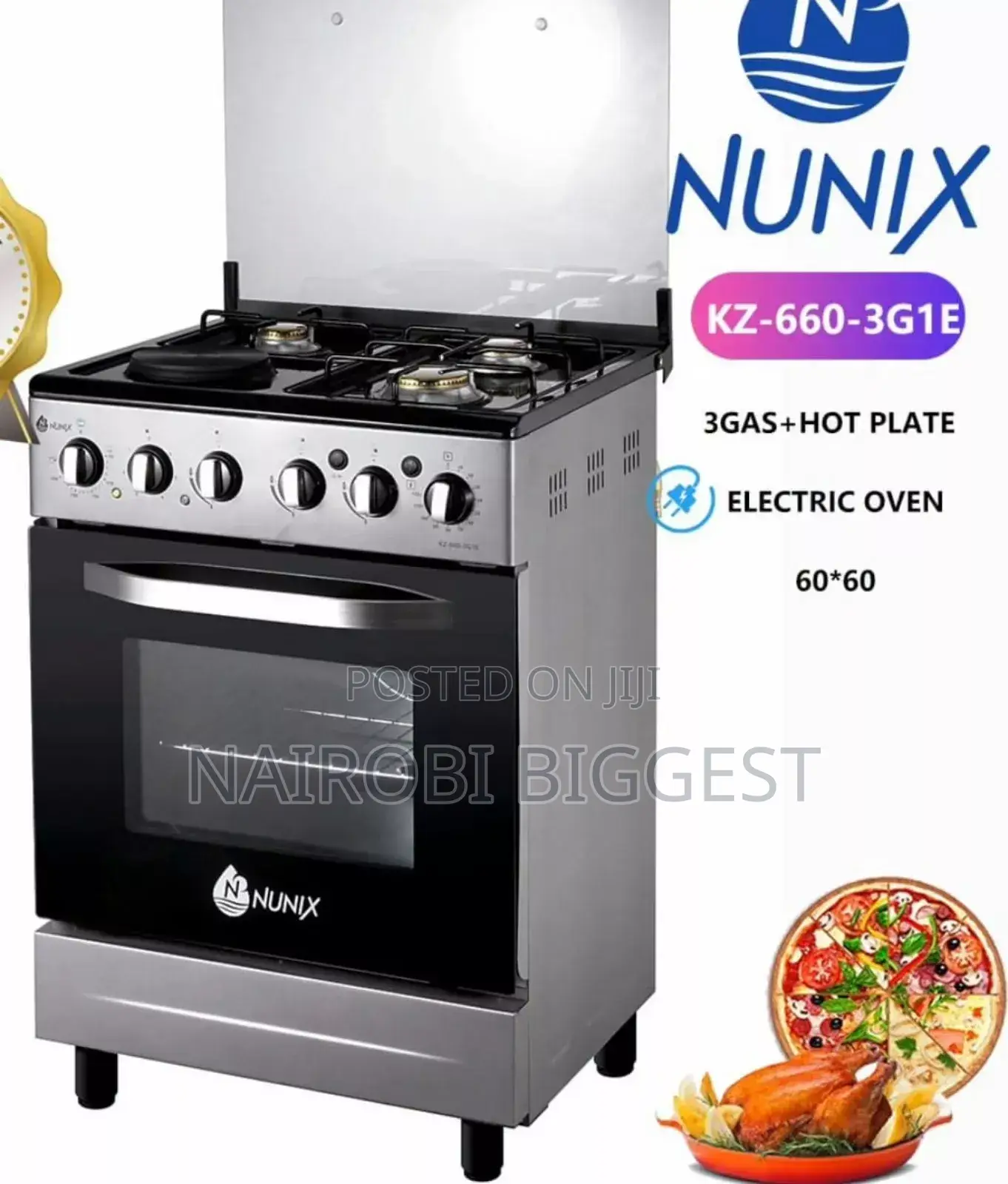 Nunix Cooker 3g+1e 50×55 Electric Oven