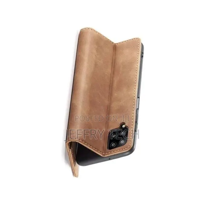 Leather Flip Case Compatible for Samsung Galaxy A12 + Shockp