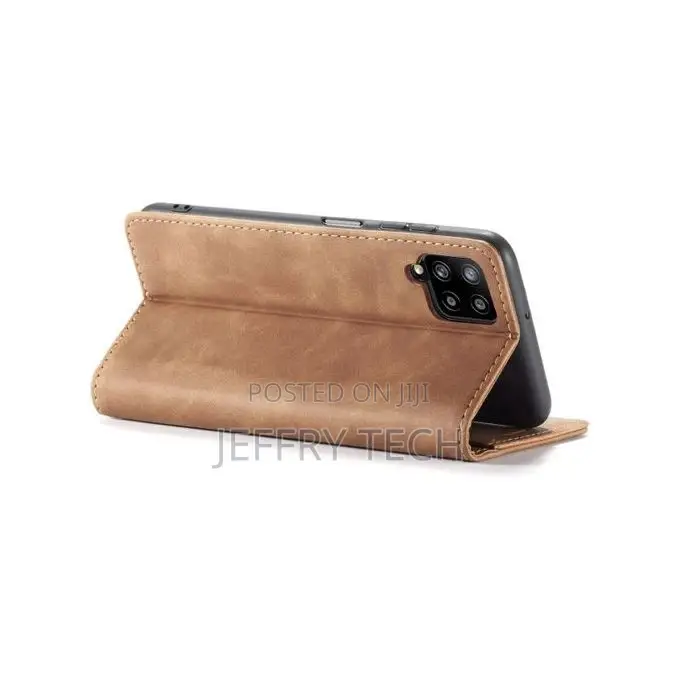 Leather Flip Case Compatible for Samsung Galaxy A12 + Shockp