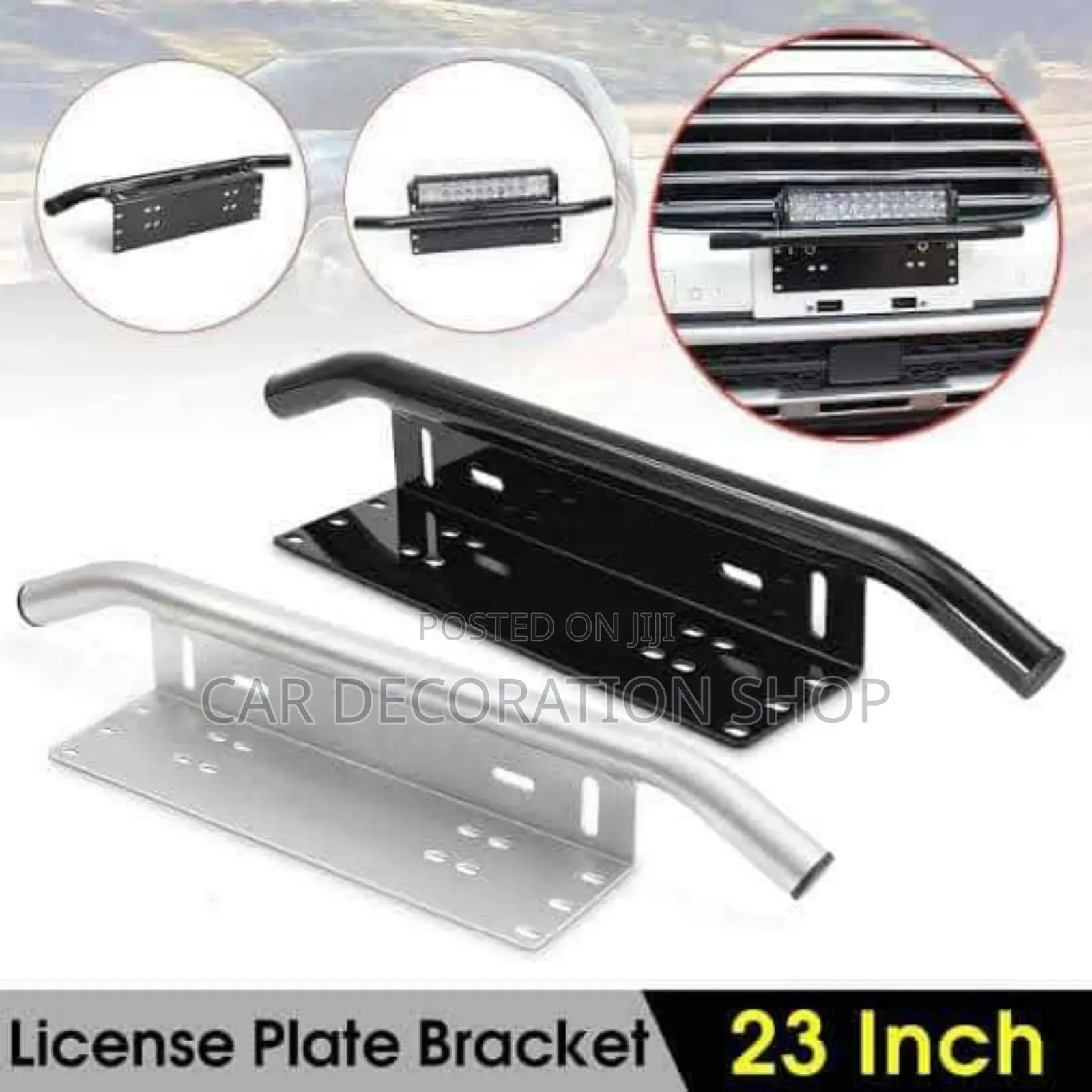 23" Silver/Black License Plate Holder/Fog Light Bar Holder