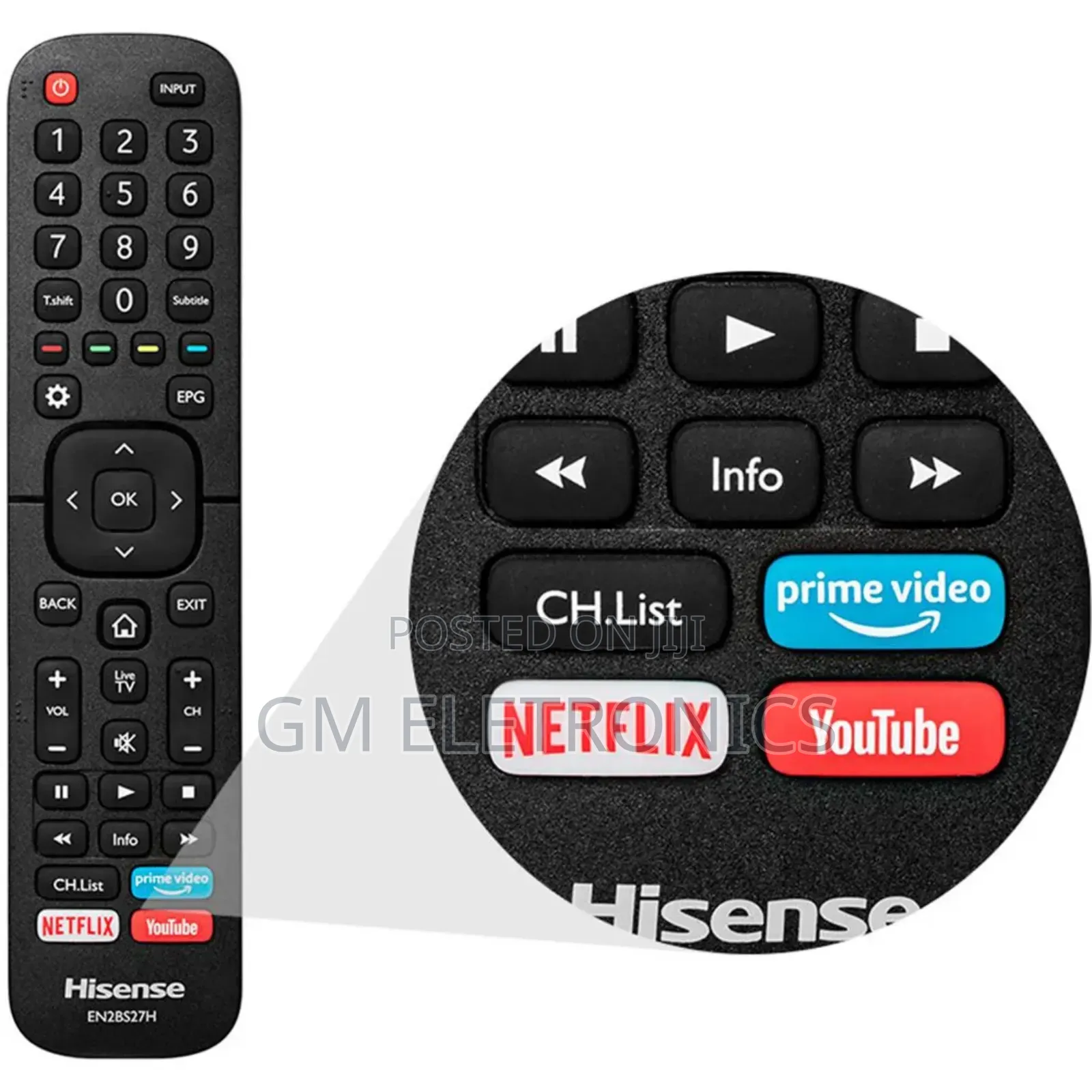 Hisense Remote-Chlist,Primevideo,Netflix Youtube Shortcut