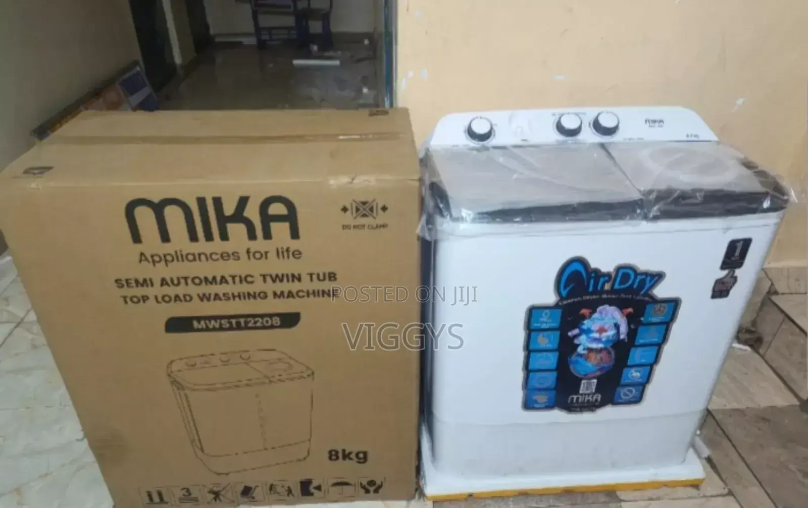 Mika 8kg Semi Automatic Twin Tub Top Load Washing Machine