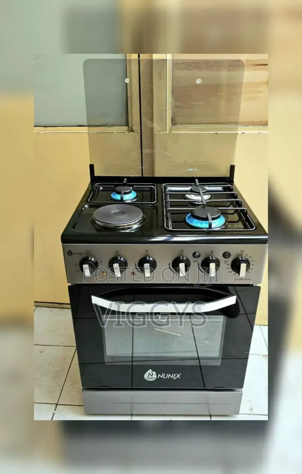 Nunix 3G+1E 60 by 60 Standing Cooker With Electric Oven.