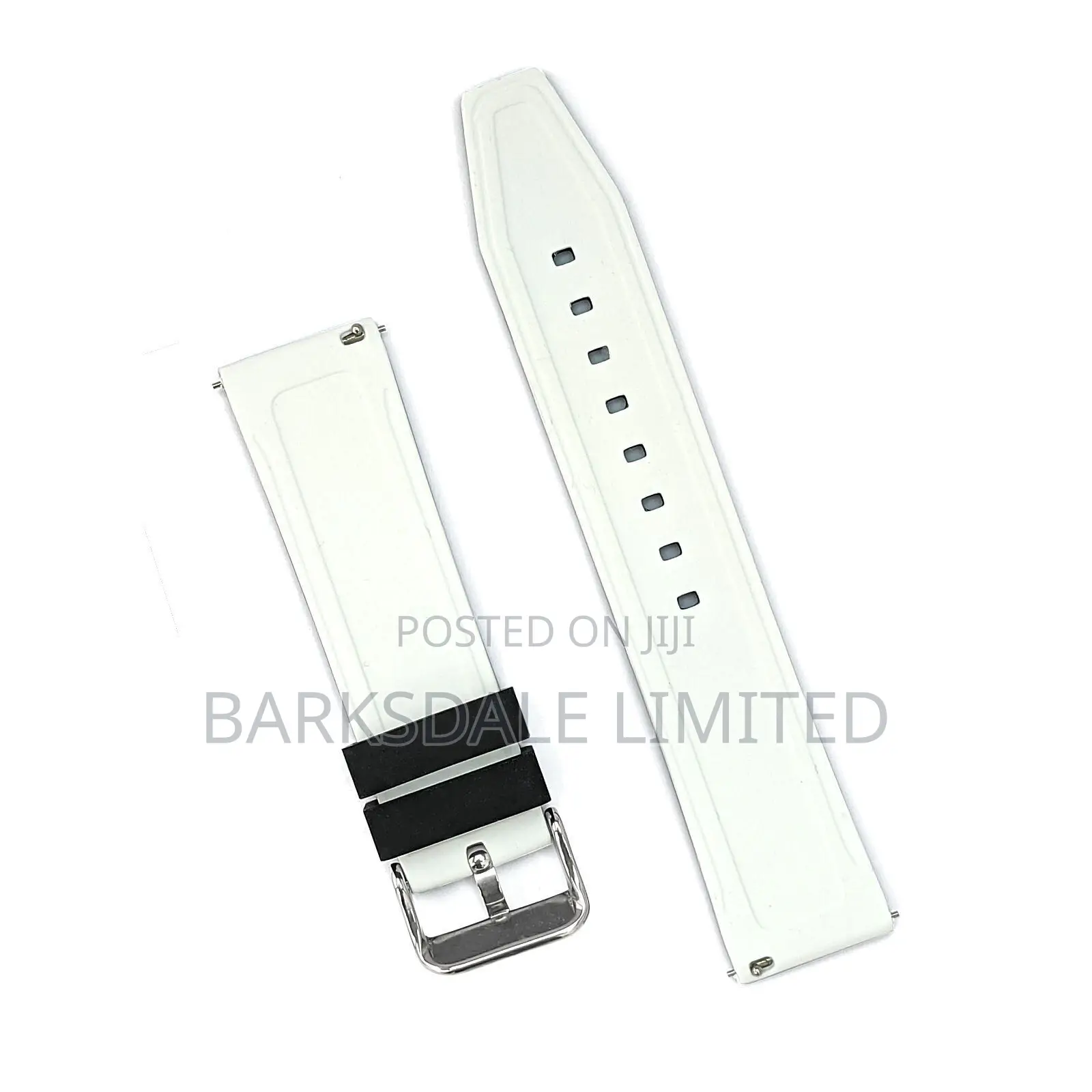 Black Red White Yellow Grey Silicone Rubber Watch Strap 22mm