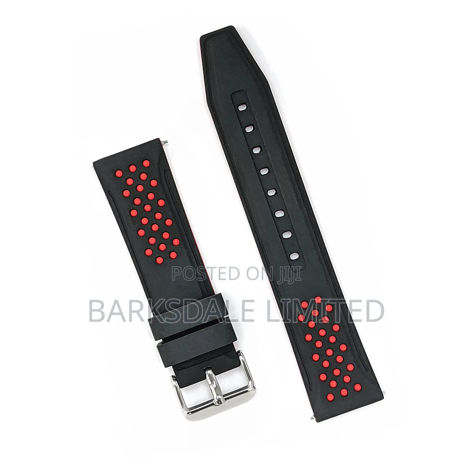 Black Red White Yellow Grey Silicone Rubber Watch Strap 22mm