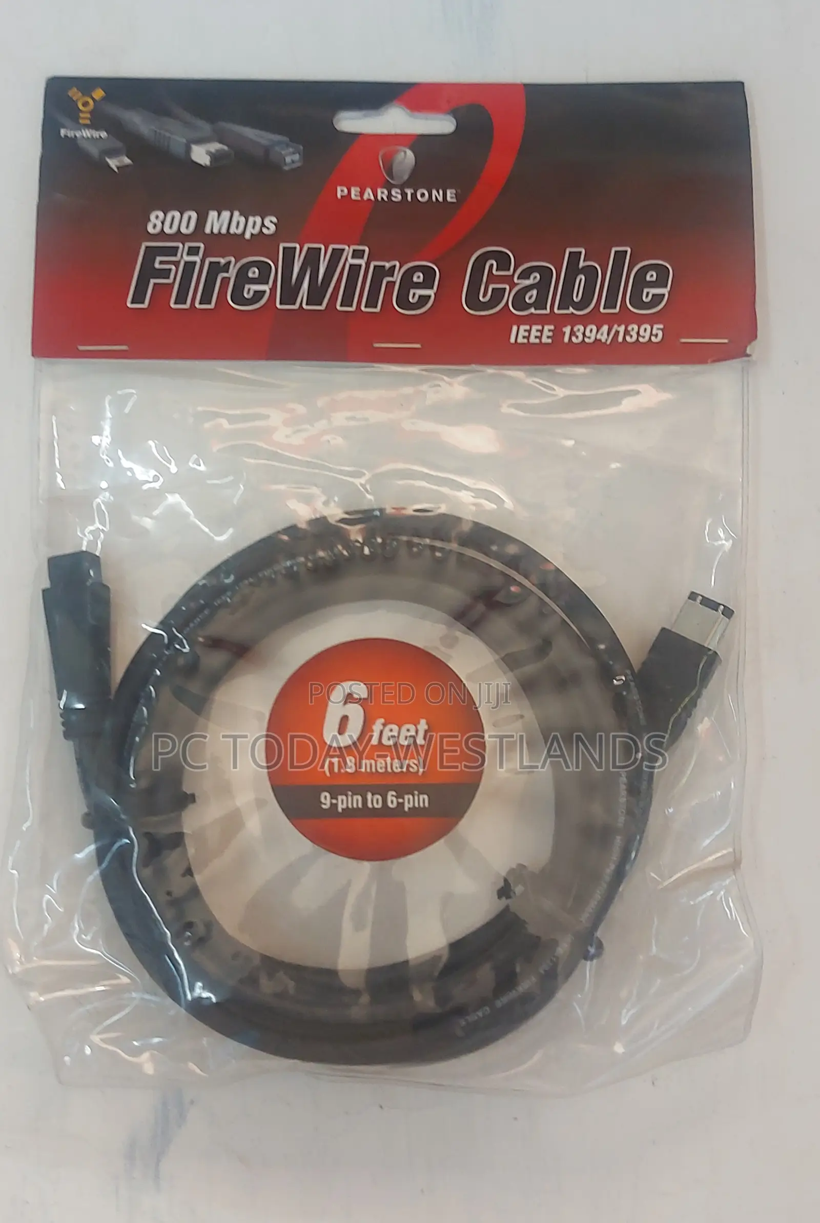 Pearstone Firewire 400 9-Pin to 6-Pin Cable - 6 Feet