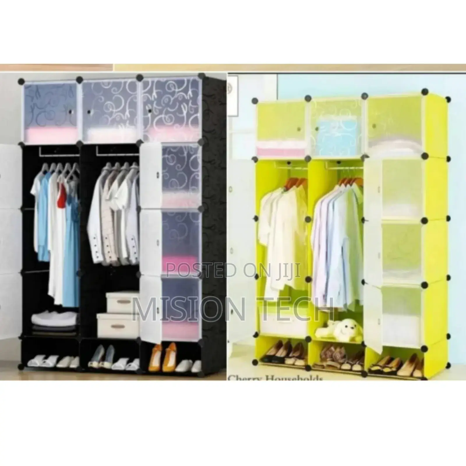 Portable 3-Columns Plastic Wardrobes/Durable