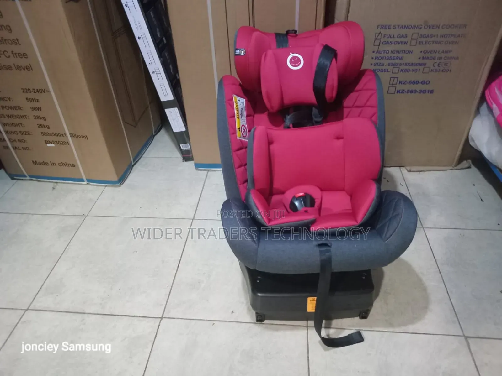 Reclining Baby Car Seat Booster With Base - Black/ Red