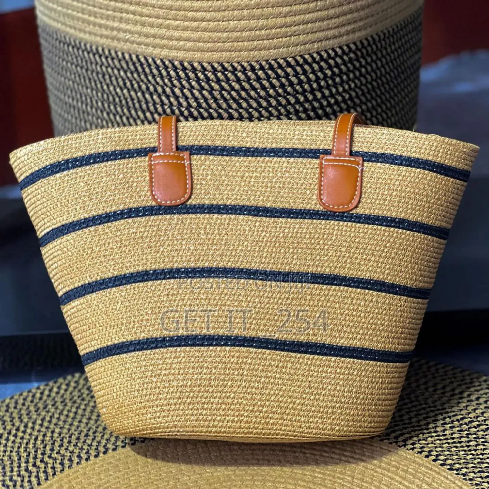 *Papyrus Straw Woven Beach Bag
