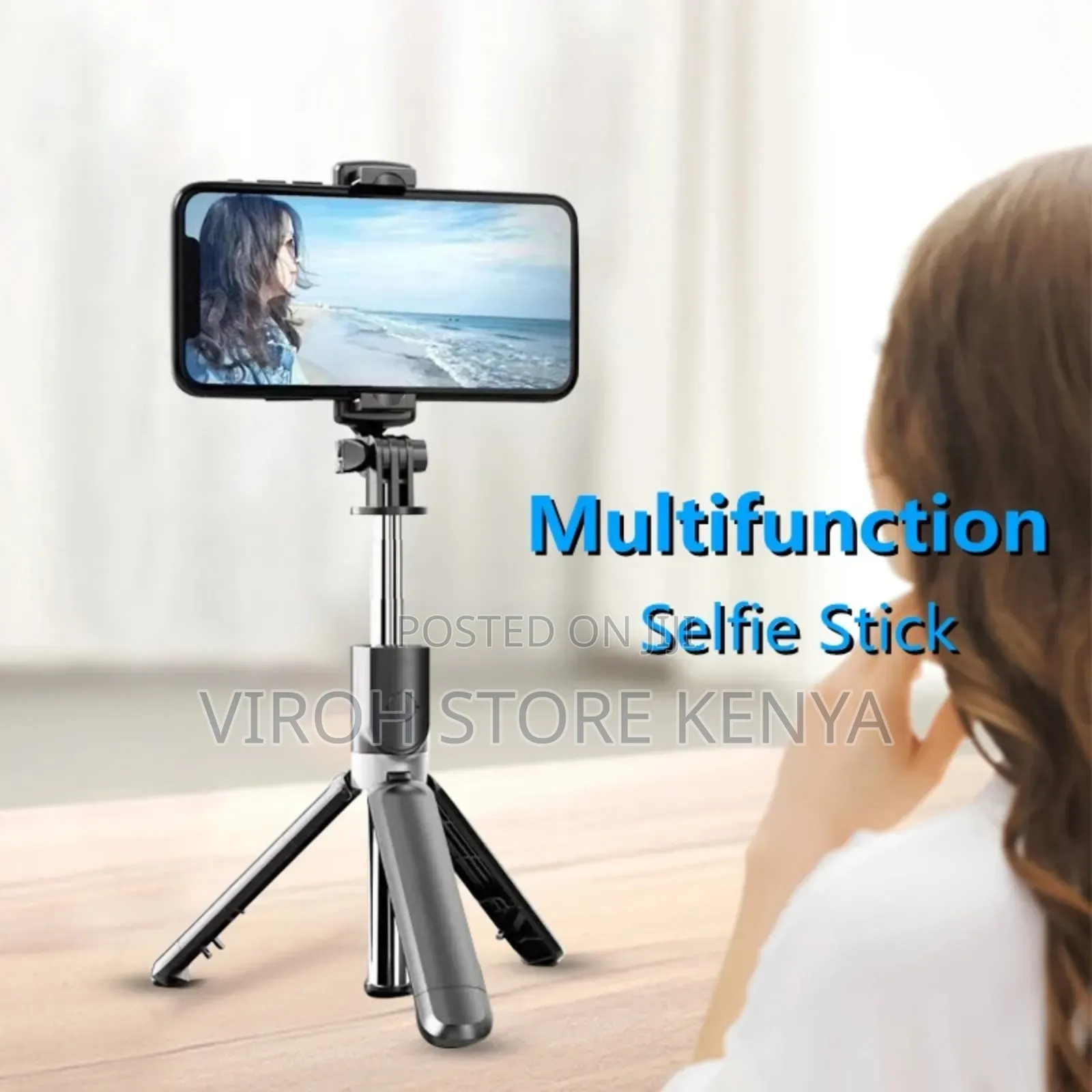 Phone Mobile Selfie Stick With Bluetooth Shutter 100cms Long