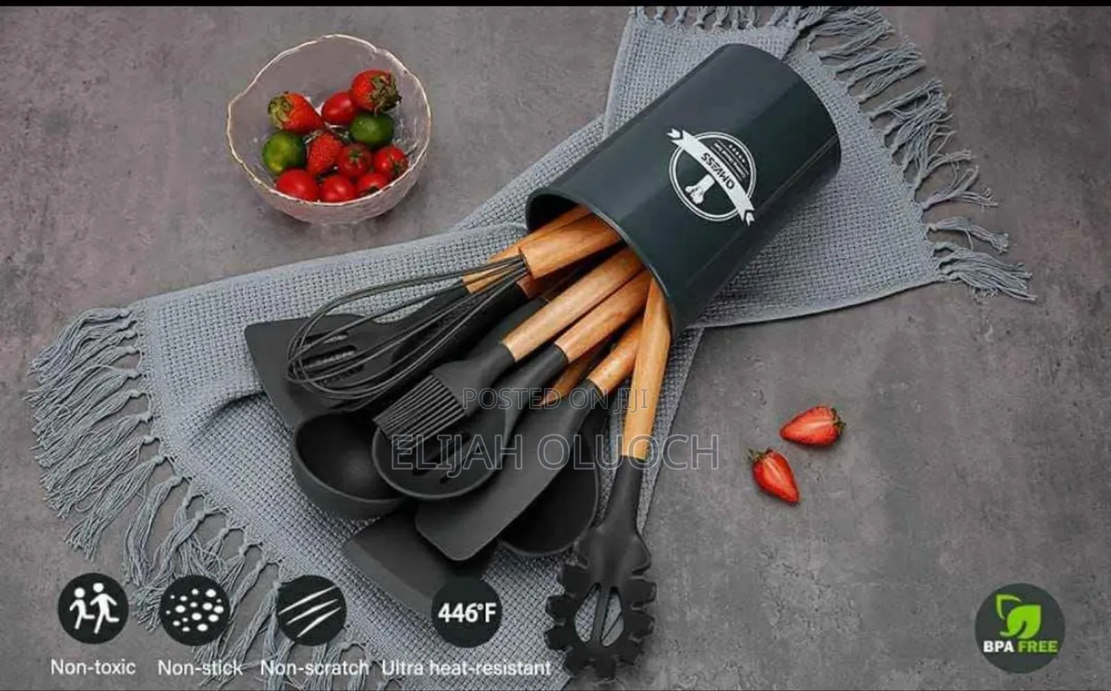 12pcs Nonstick Heat Restitant Silicone Spoon Set