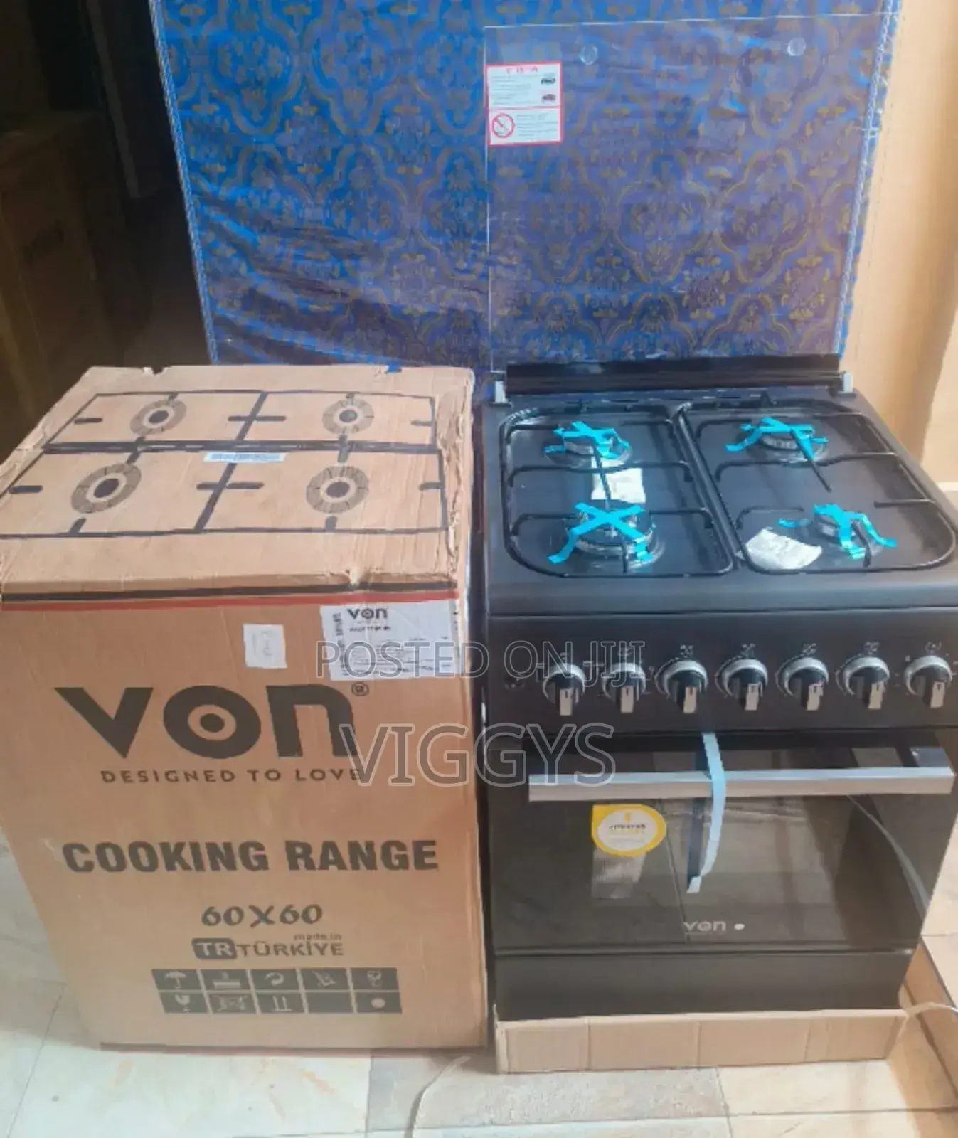 Brand New 60*60 Von 4gas Standing +Electric Oven Von4ge