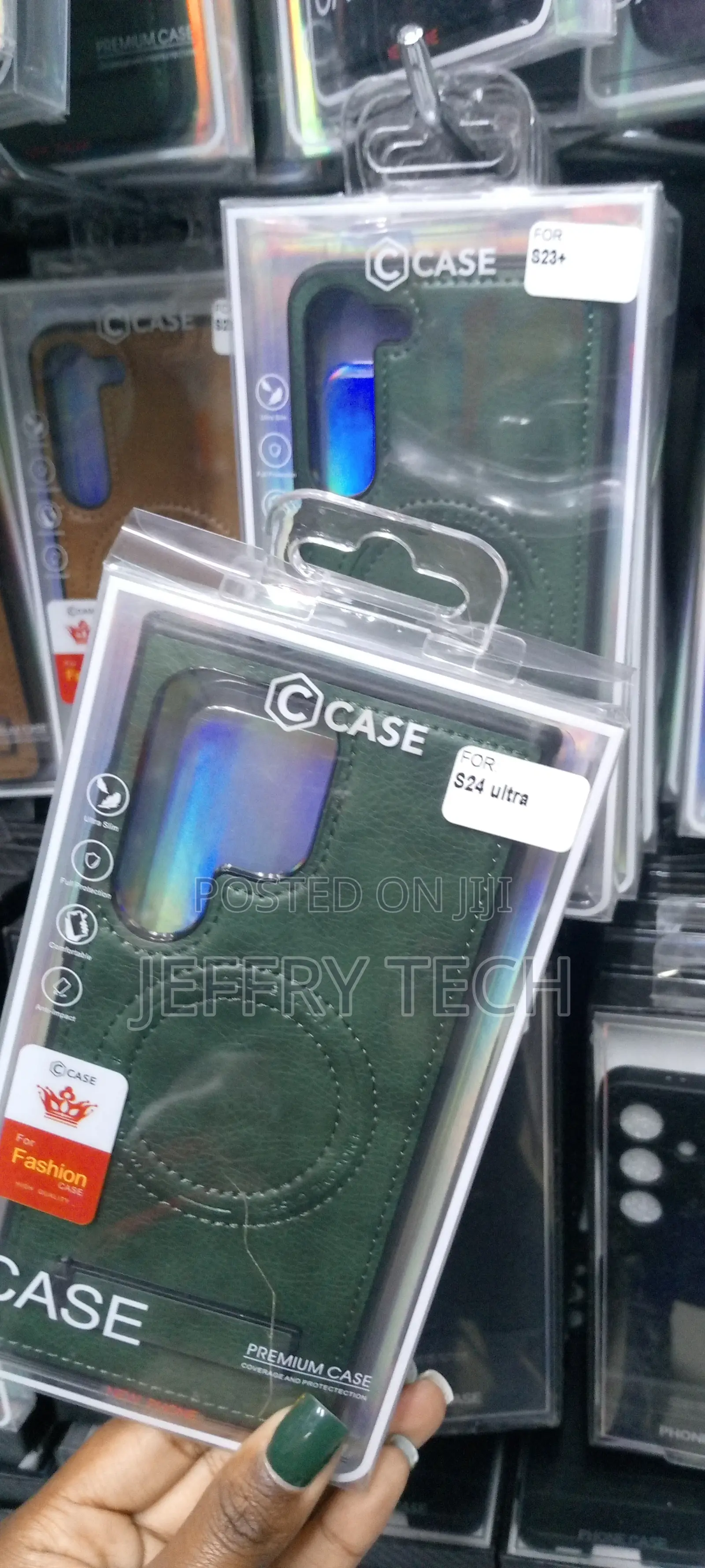 Samsung Galaxy S24 Ultra Leather Case,Magnetic Invisible Sta