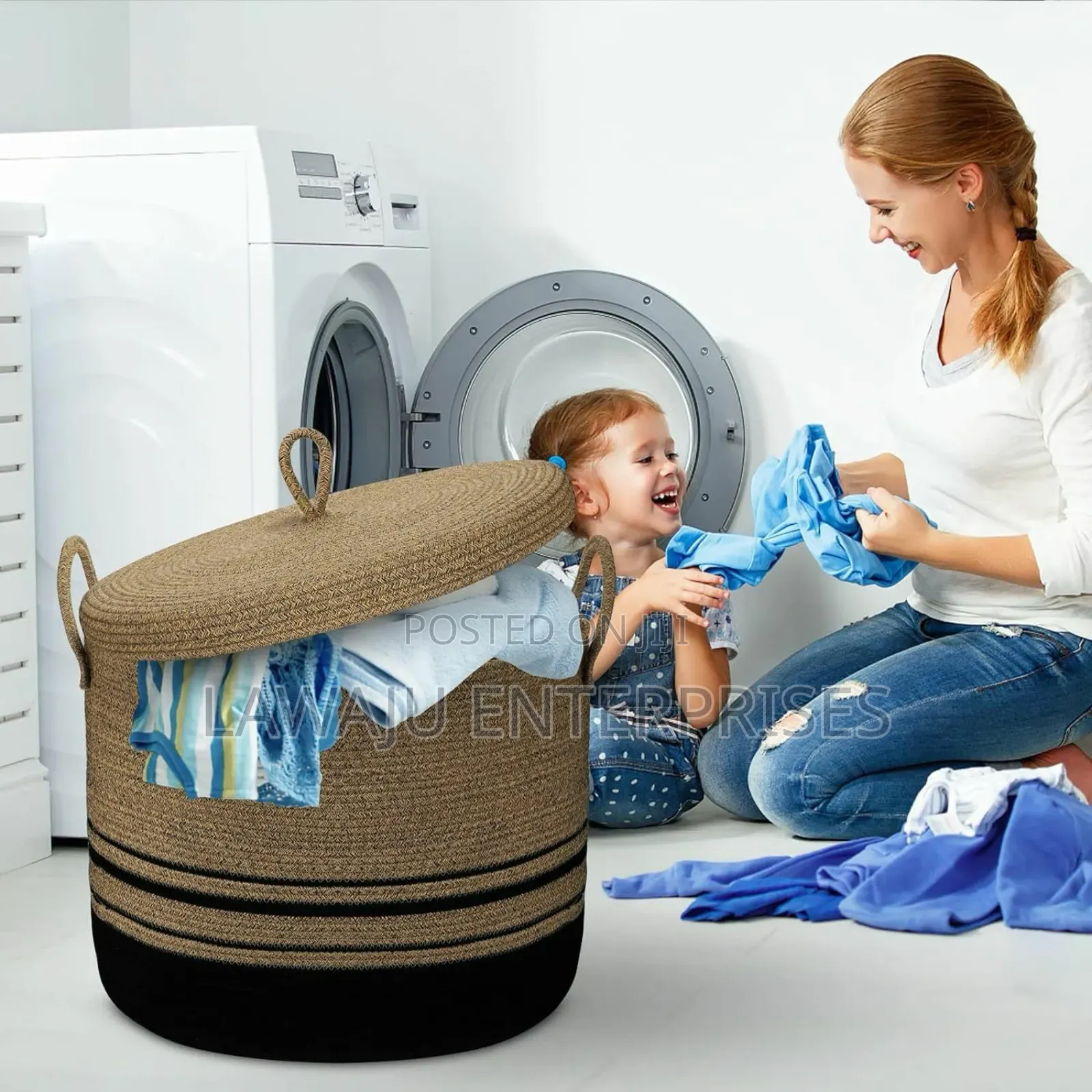 Large Cotton Rope Basket With Lid