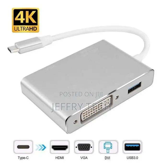 4 in 1 USB-C Type-C to HDMI + VGA + DVI + USB 3.0 Convert