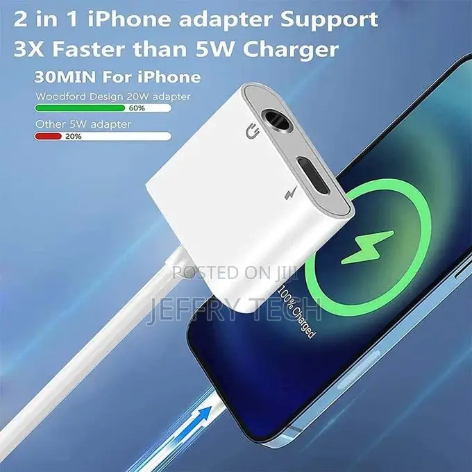 2 in 1 Lightning iPhone to Audio AUX 3.5mm + Lightning Iphon