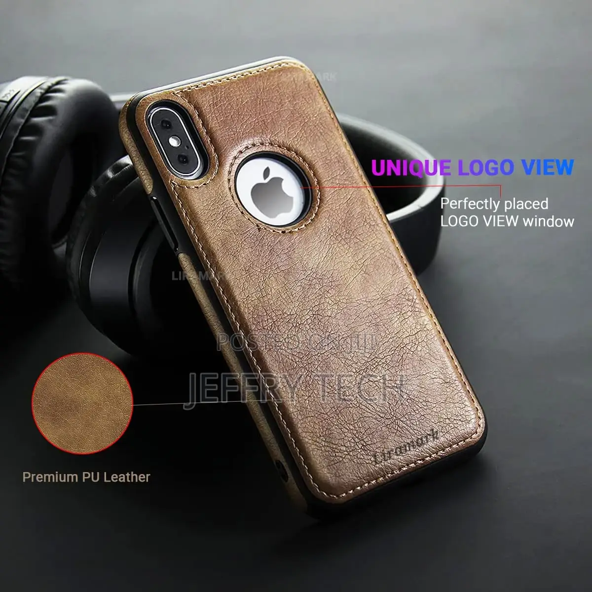 Leather Back Cover Case for iPhone X/Xs (Brown)