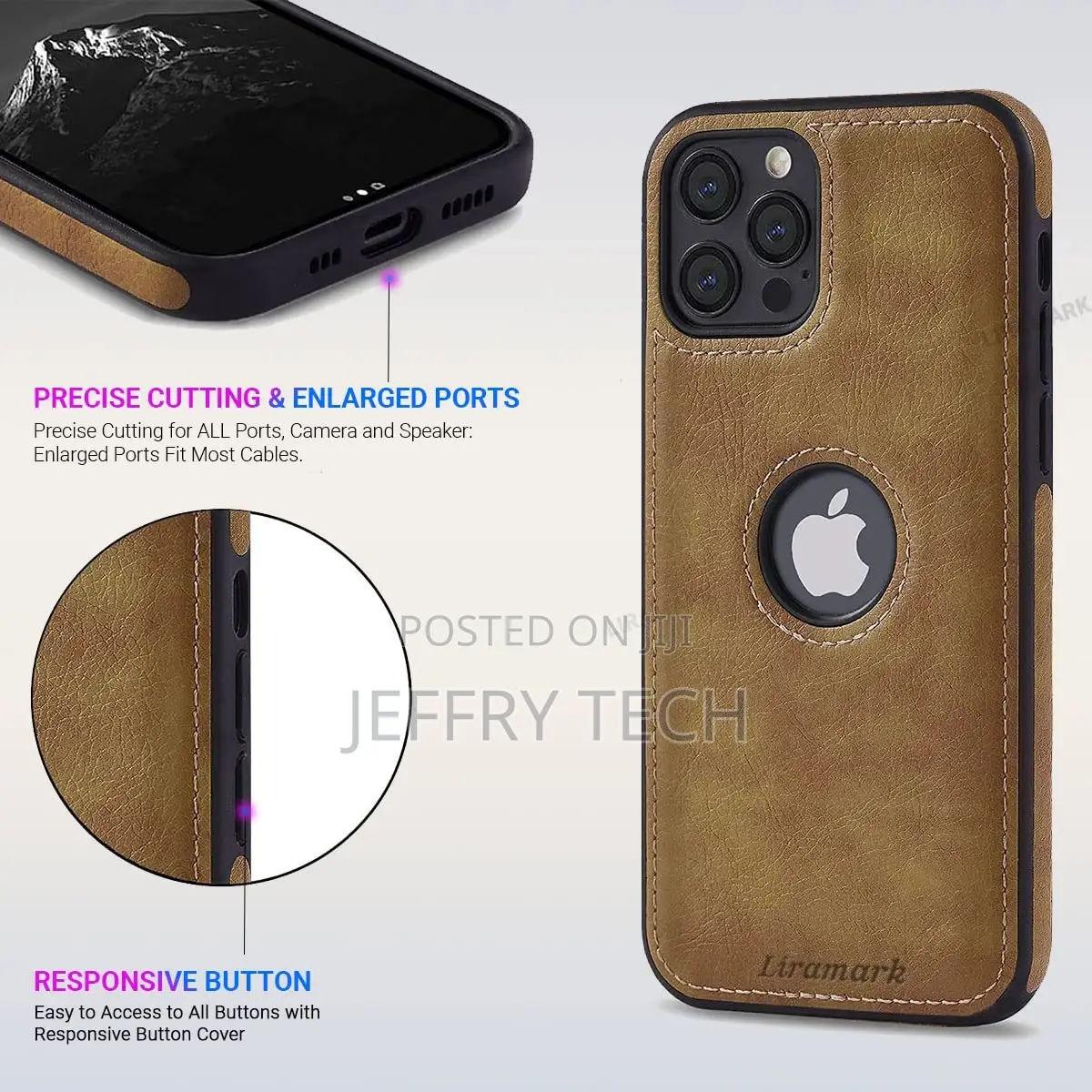 Leather Back Cover Case for iPhone 12 / iPhone 12 Pro (Brown