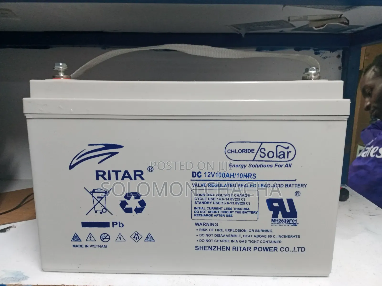 Ritar Chloride 100ah 12v Deep Cycle Battery Made in Vietnam