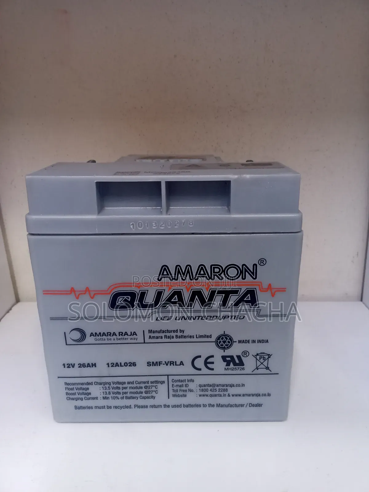 26ah Amaron Quanta 12 12al026 Battery Made in India