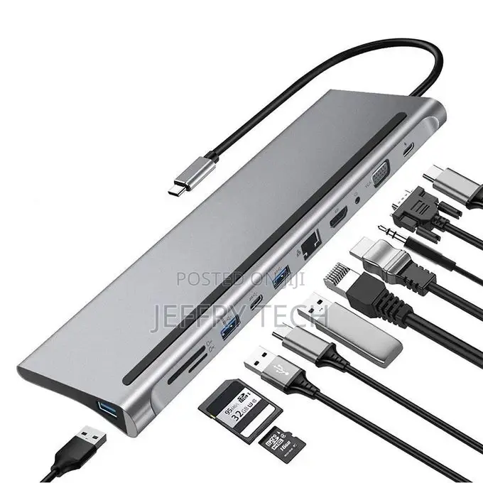 11 in 1 Multiport Hub - Type-C to Hdmi /Rj45/Vga/Audio/Pd/