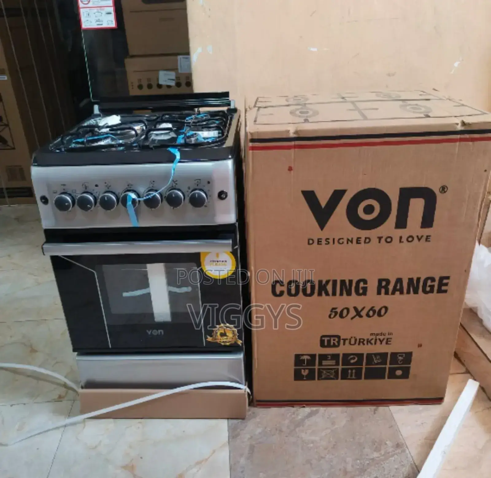 Brand New Von Hotpoint 50 *60 3+1 Standing Cooker Vo/N3eg+1e