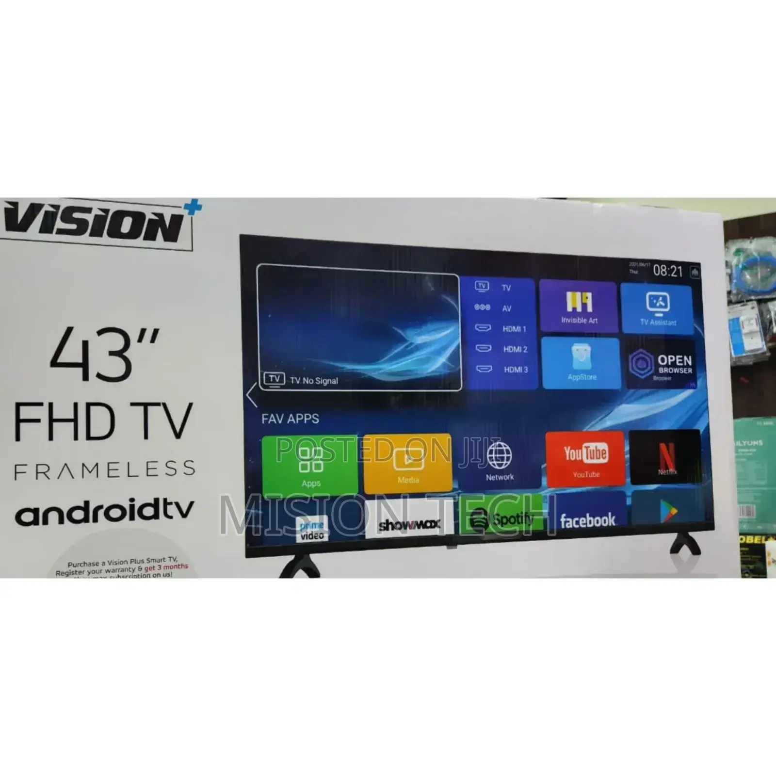 Vision 43"Inches Frameless Full HD Smart Android TV Bluetooth