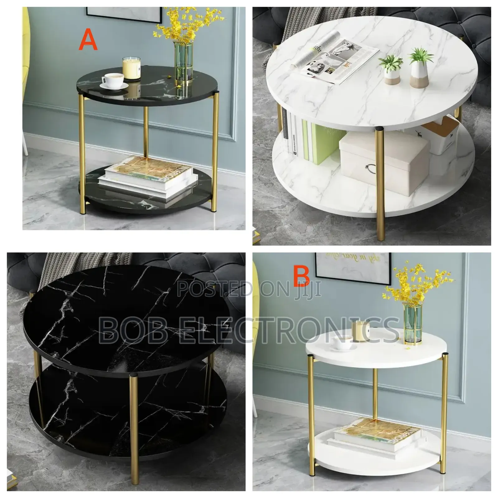 MDF Marble Effect Side Table