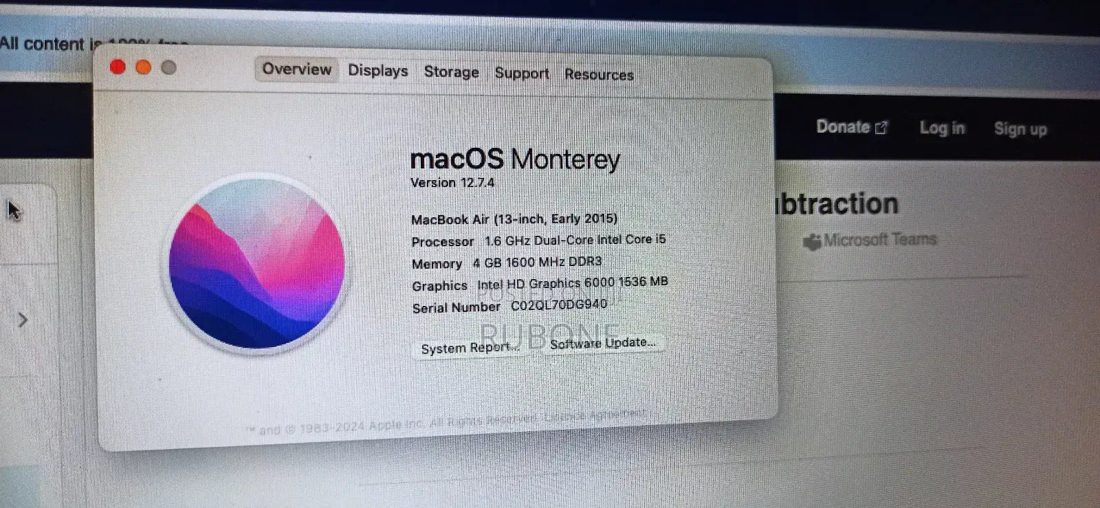 Laptop Apple MacBook Air 4GB Intel Core i5 SSD 128GB