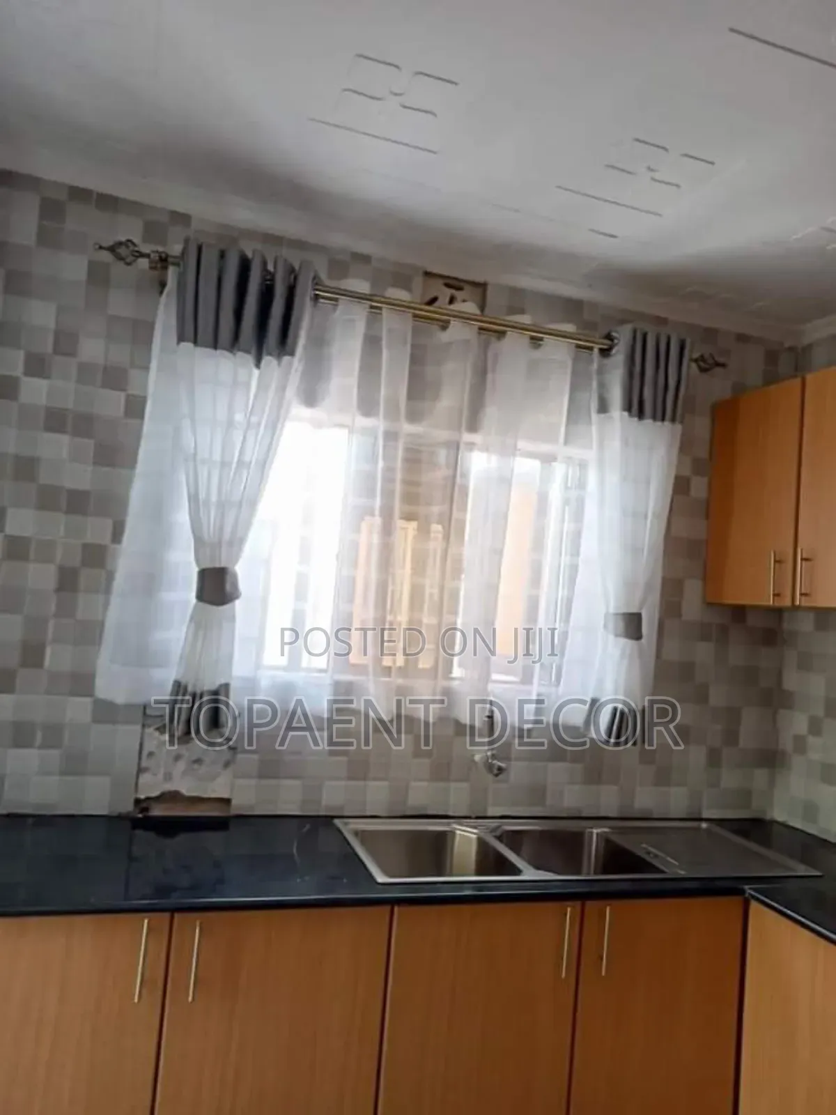 Kitchen White Sheer With Blended Grey Curtains