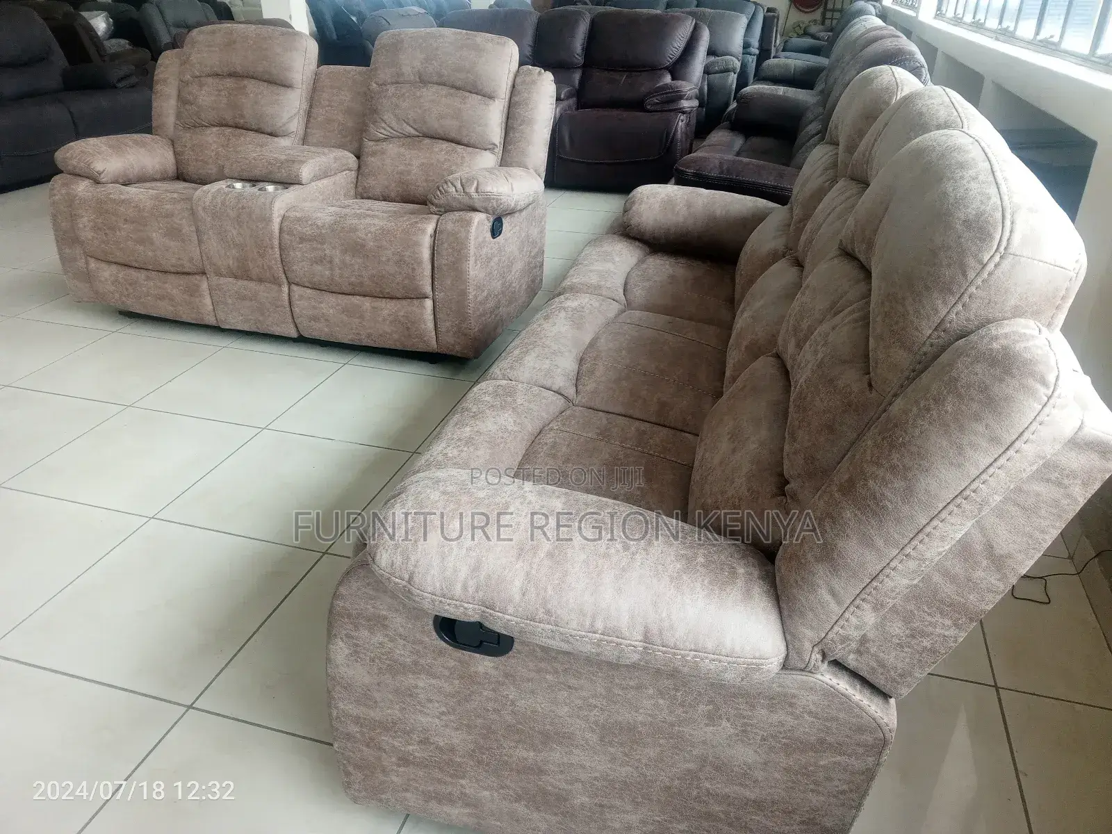 Five Seater Brown Recliner Sofas